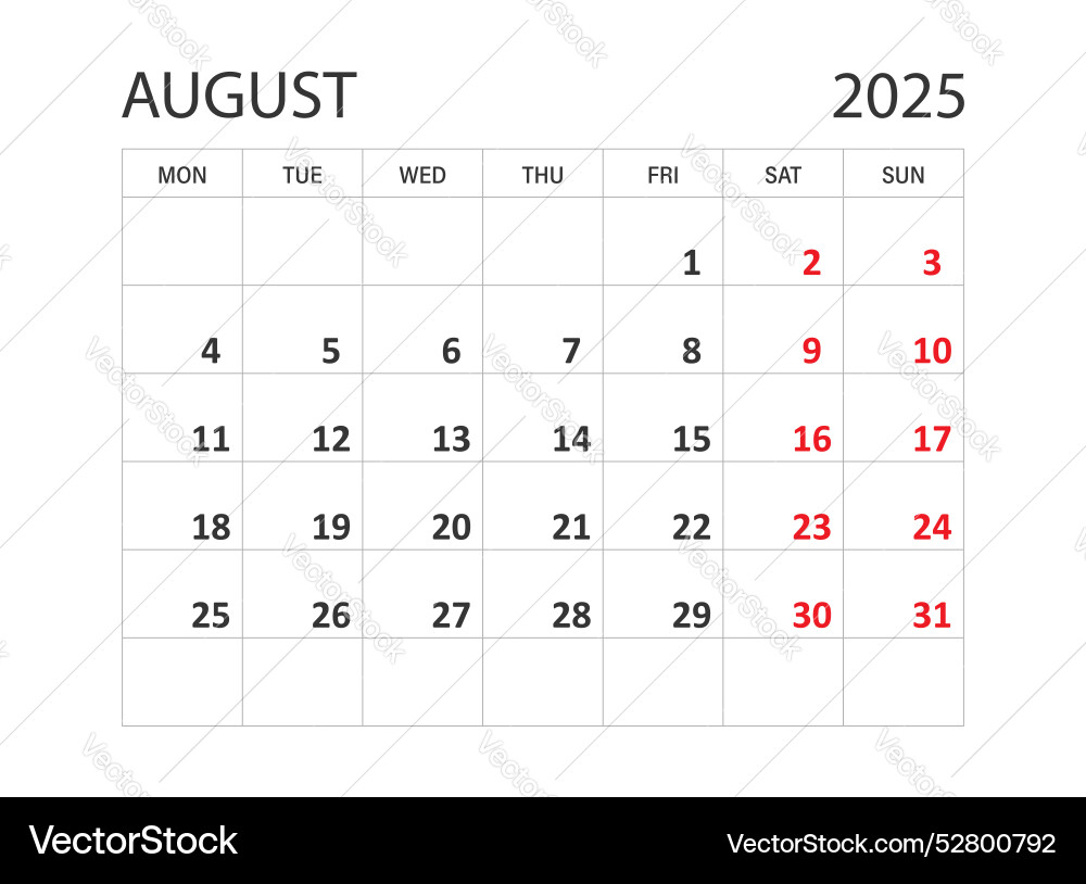 Calendar august 2025 icon in flat style planner Vector Image