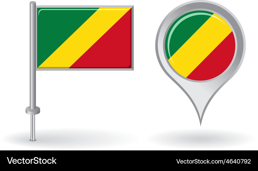 Congolese pin icon and map pointer flag Vector Image
