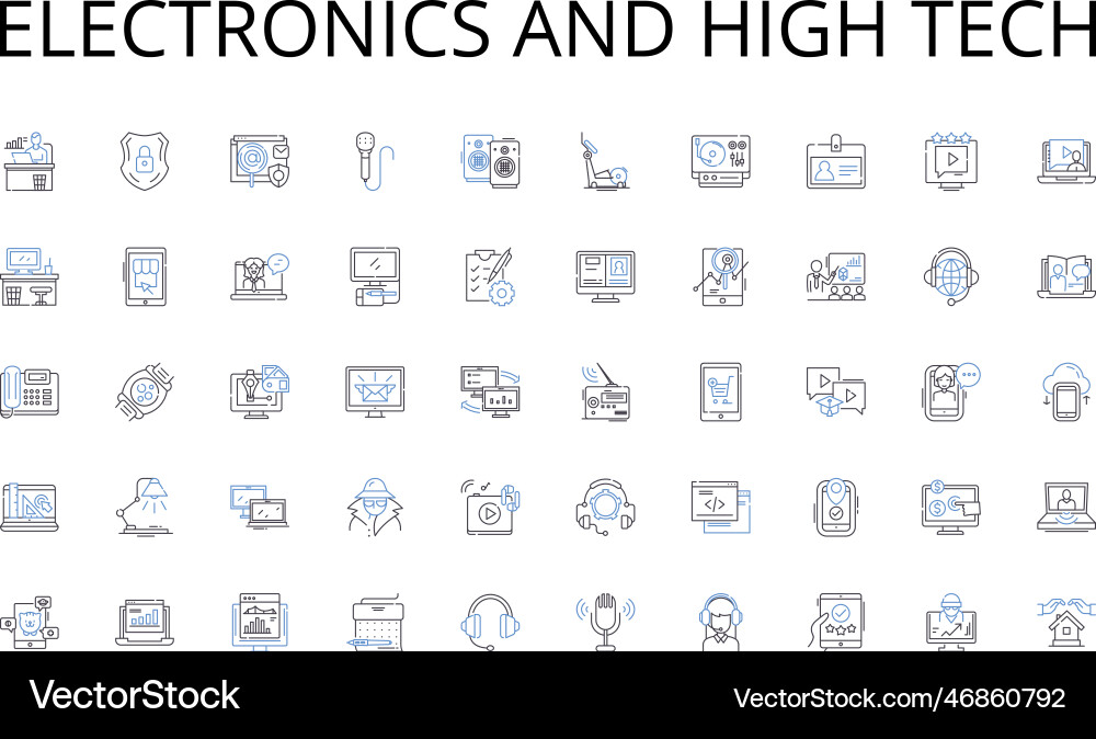Electronics and high tech line icons collection Vector Image