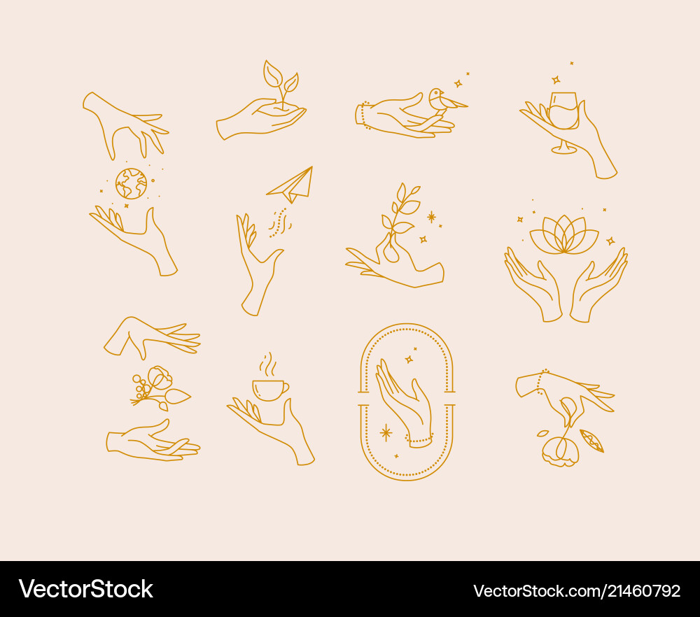 Flat hand symbols beige vector image