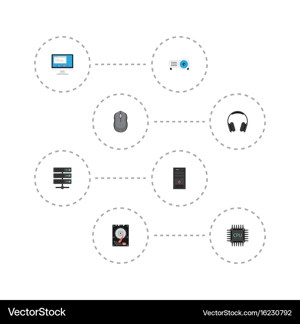 Flat icons datacenter computer mouse Vector Image