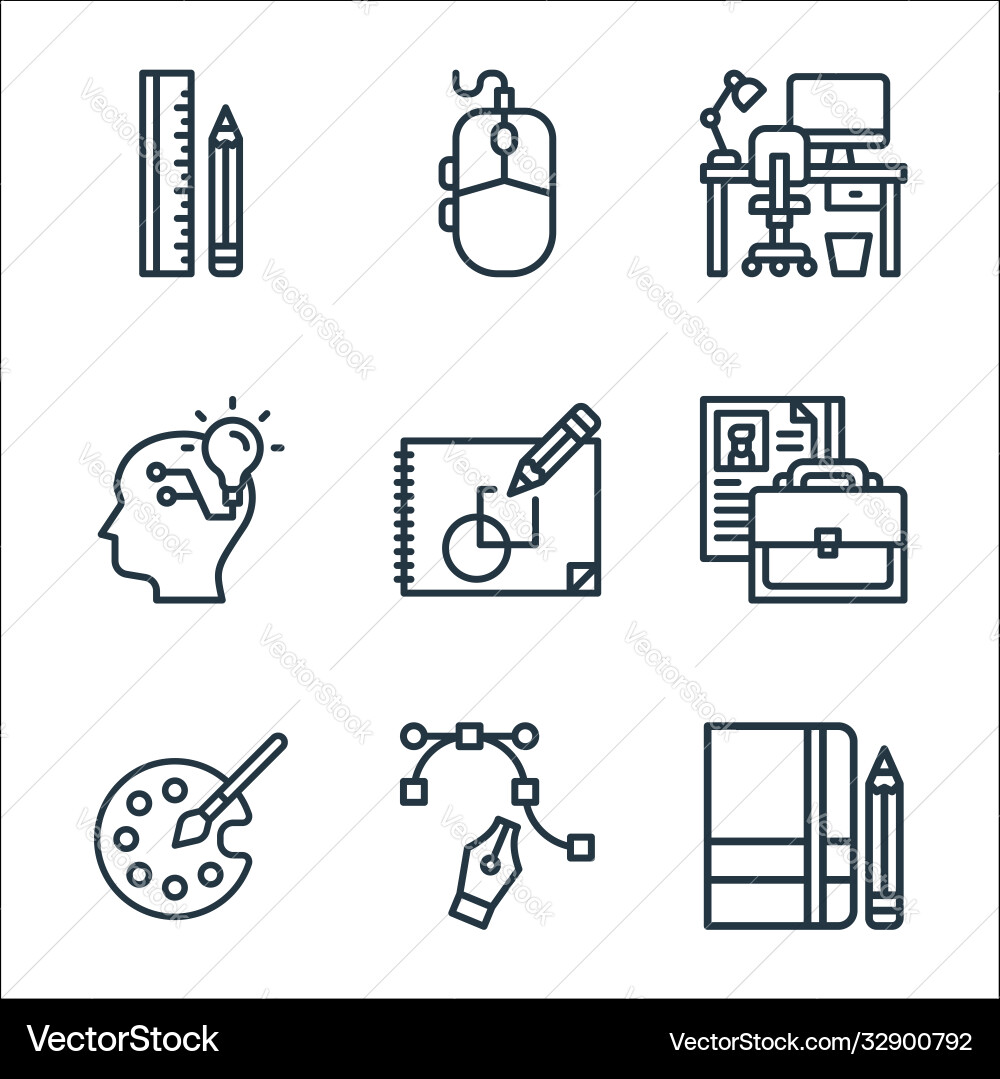 Graphic design line icons linear set quality Graphic design line icons linear set quality vector image