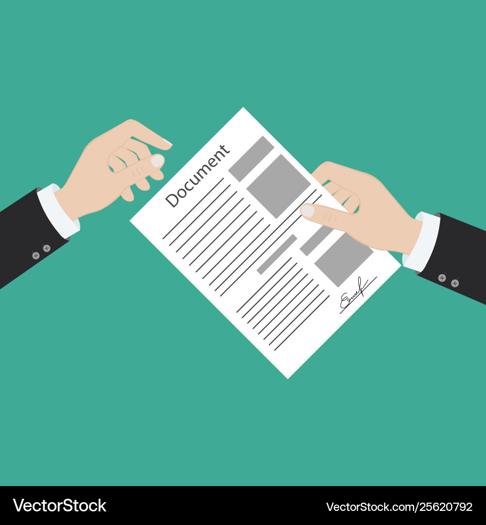Hand keeping an document and another vector image