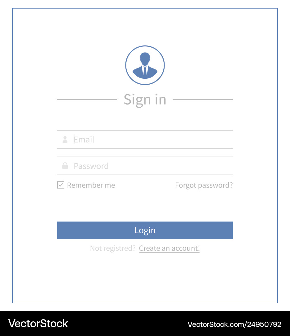 Login Form Template - Registration & Account vector image