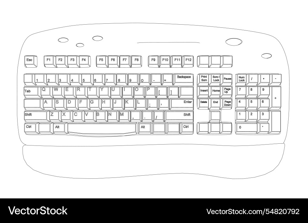 Outline of a computer keyboard from black lines Outline of a computer keyboard from black lines vector image