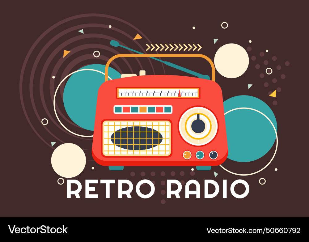 Retro radio with player style for record old Vector Image