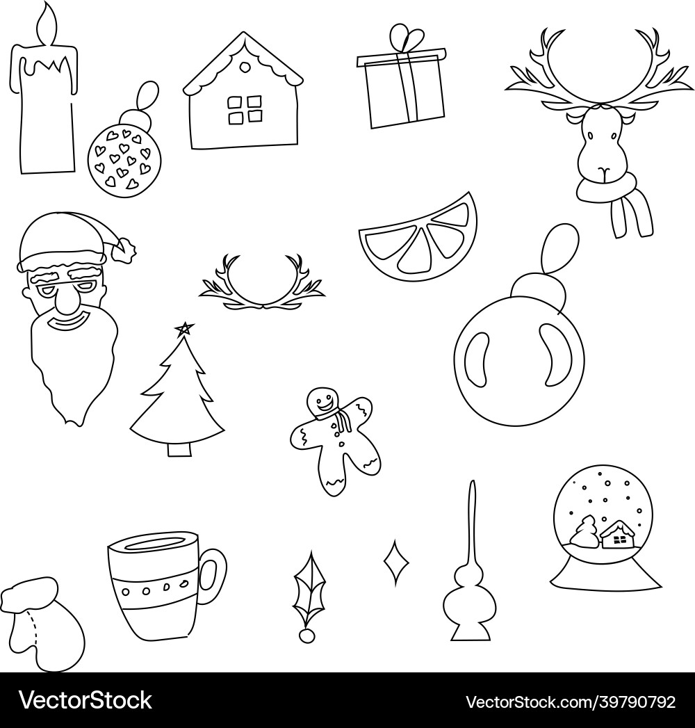 Satz von Hand Zeichnung Weihnachtsfeier Satz von Hand Zeichnung Weihnachtsfeier vektorbild