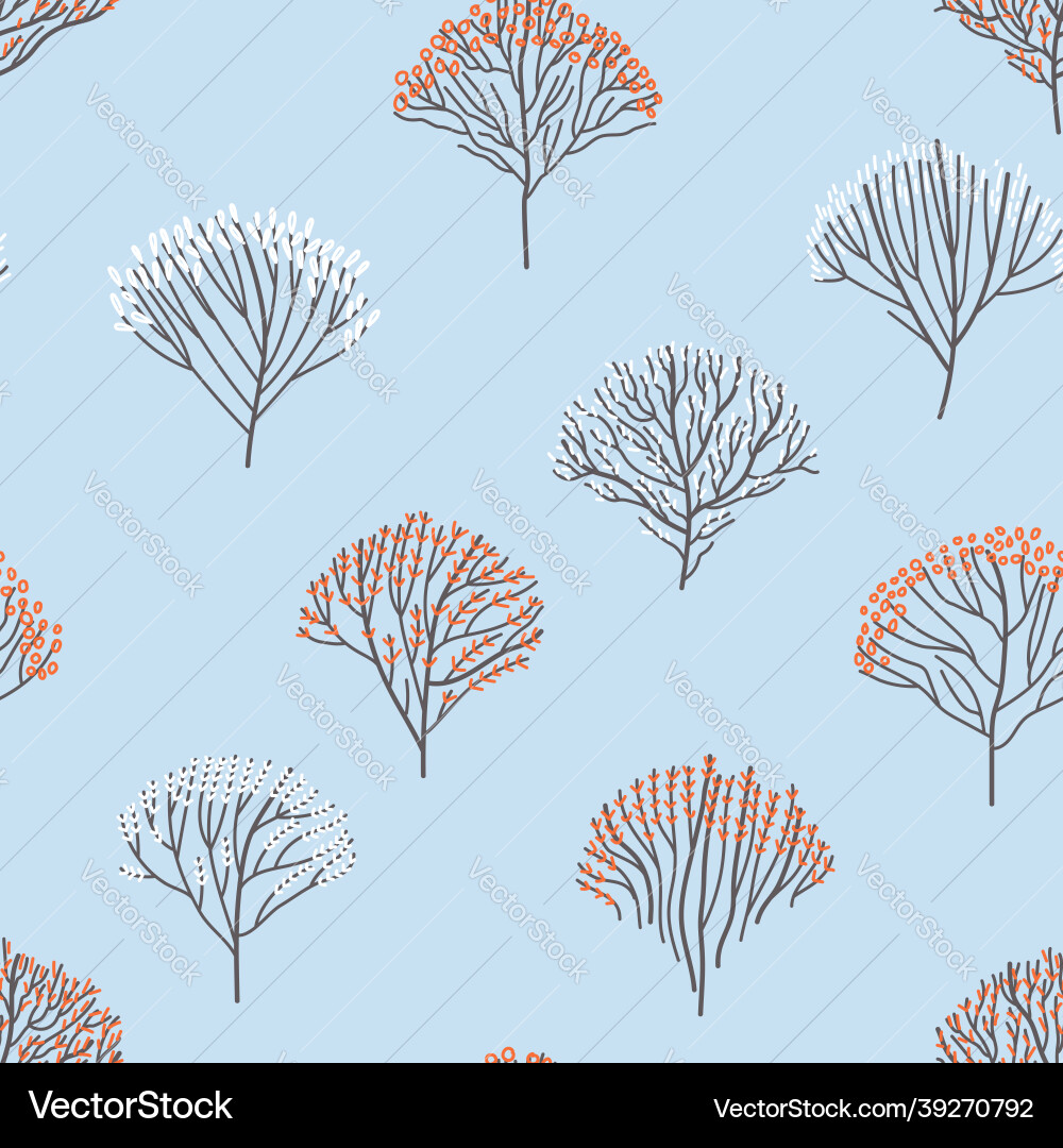 Seamless pattern with autumn-winter trees in line Seamless pattern with autumn-winter trees in line vector image