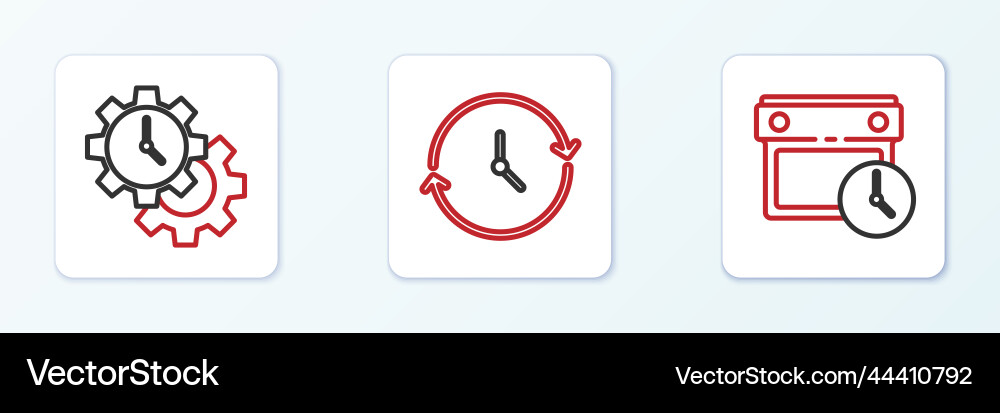 Set line calendar and clock time management Set line calendar and clock time management vector image