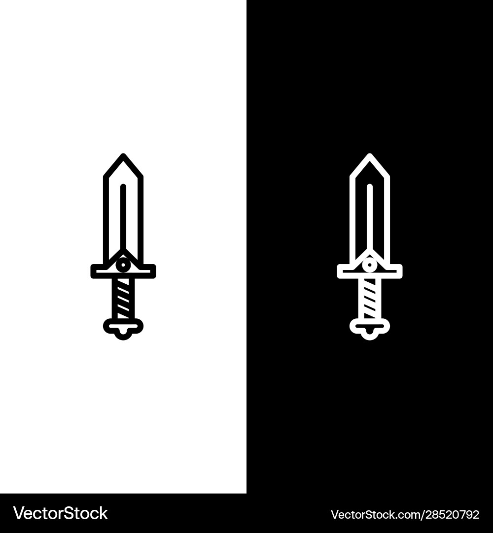 Set line sword for game icon isolated on black Set line sword for game icon isolated on black vector image