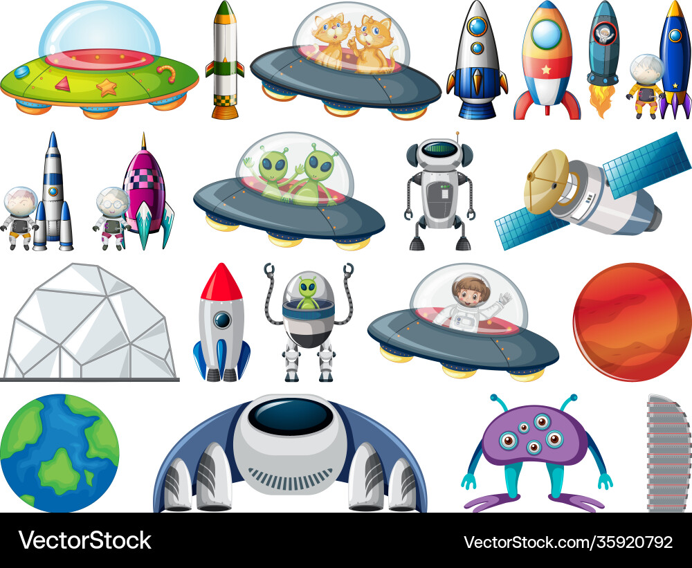 Space Objects and Elements vector image