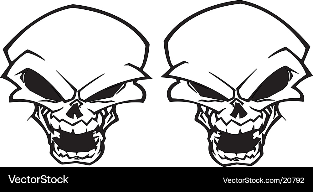 Twin Skull Horror Tattoo vektorbild