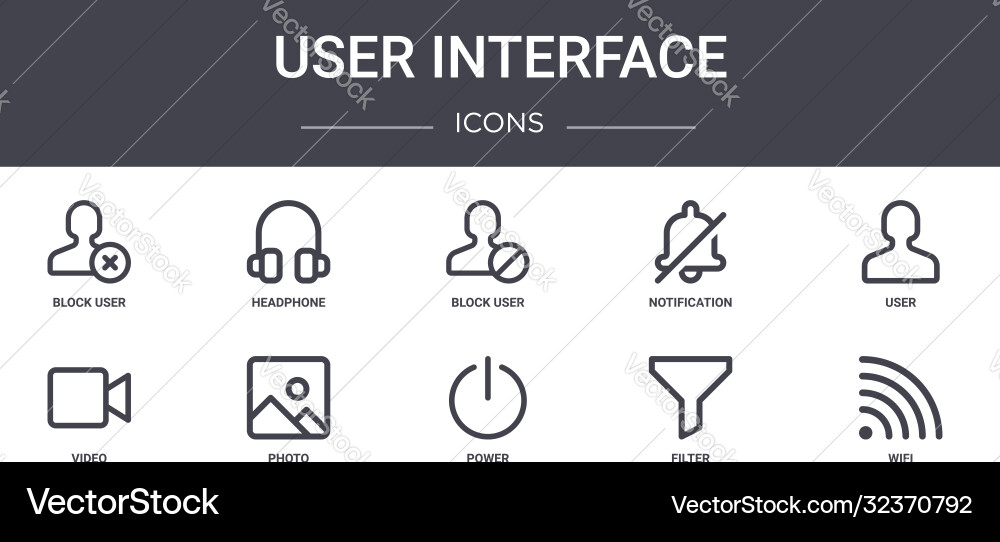 User interface concept line icons set contains User interface concept line icons set contains vector image