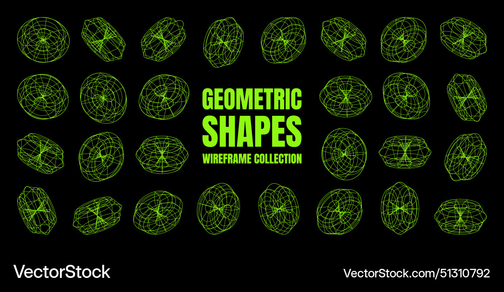 Wireframe lined shapes perspective mesh 3d grid Wireframe lined shapes perspective mesh 3d grid Vector Image