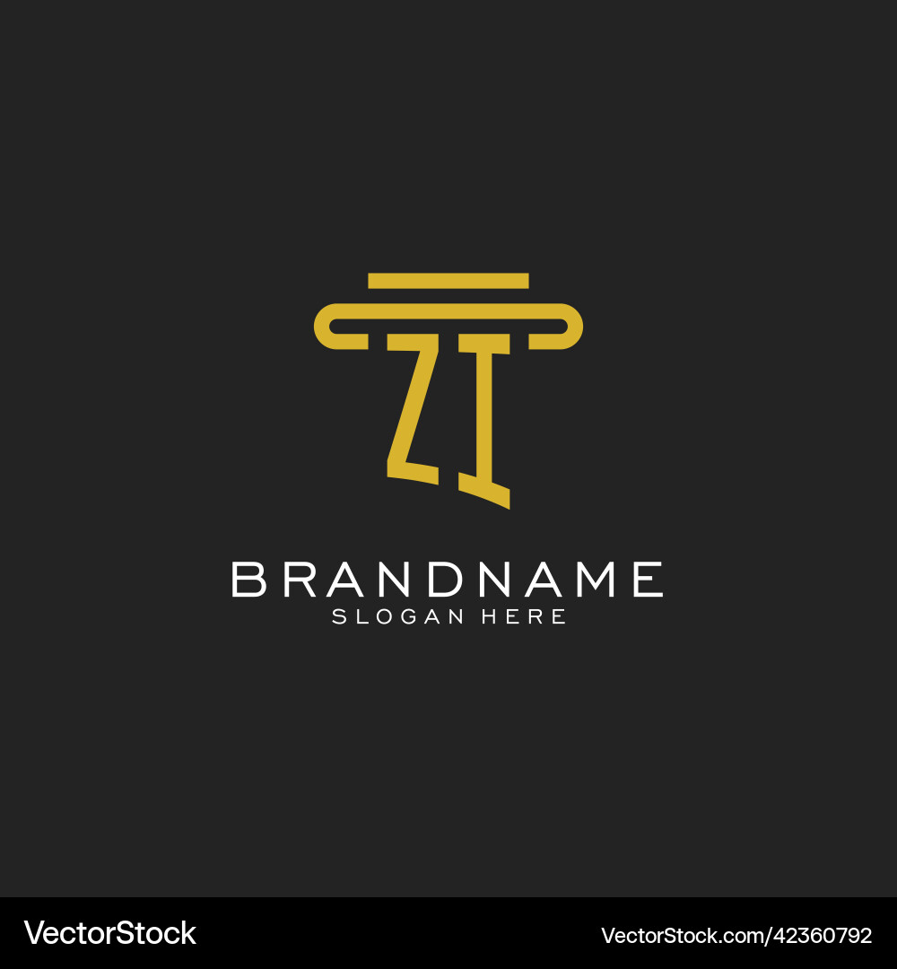 Zi initial logo with simple pillar style design Zi initial logo with simple pillar style design Vector Image