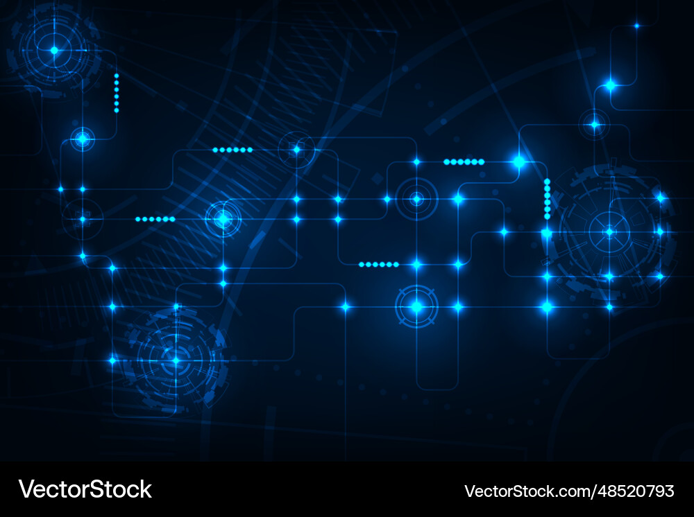 Abstract line circuit with tech circle technology Abstract line circuit with tech circle technology Vector Image