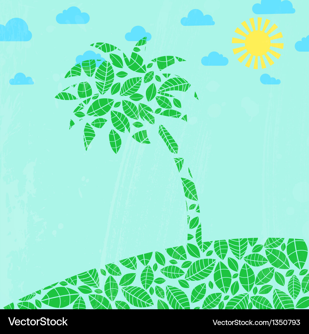 Abstract summer background with palm tree vector image