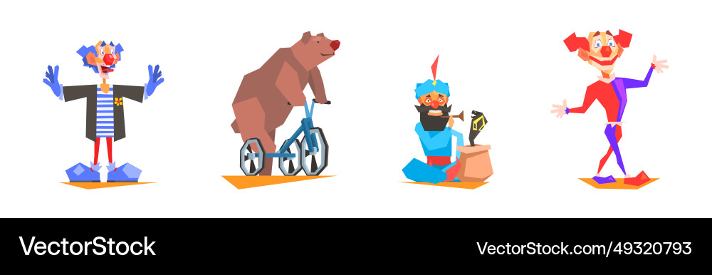 Circus character and tamed animal on show Vector Image