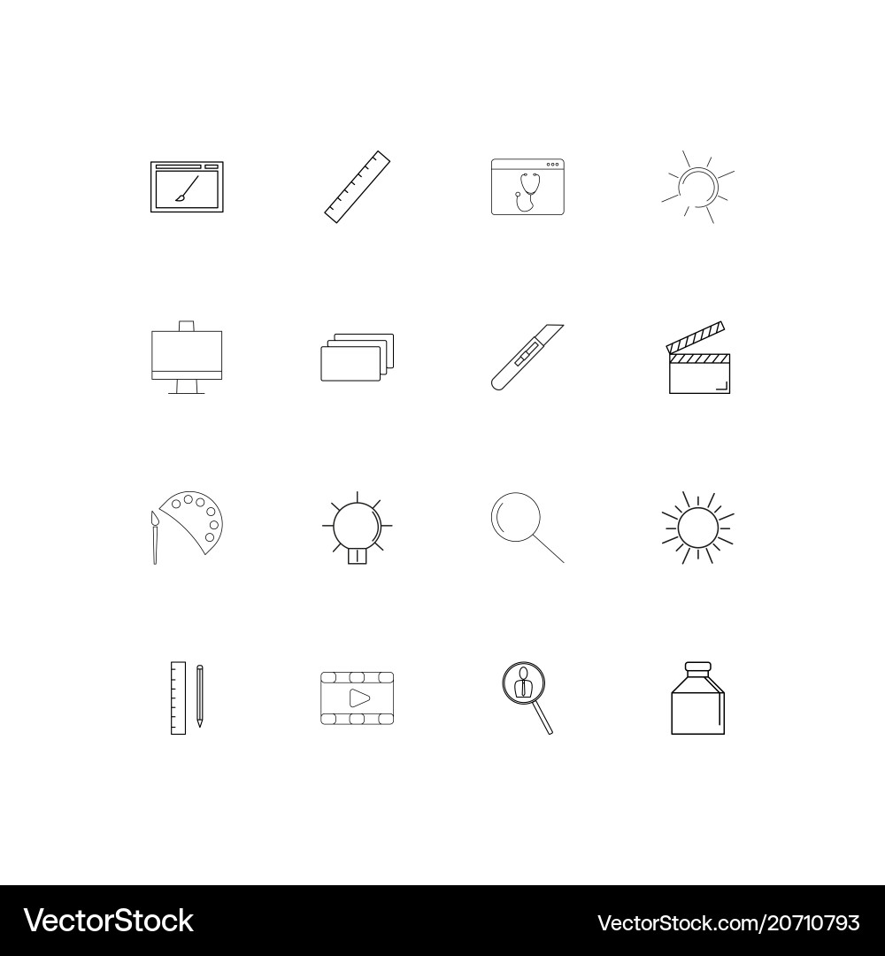 Creative process and design simple linear icons vector image