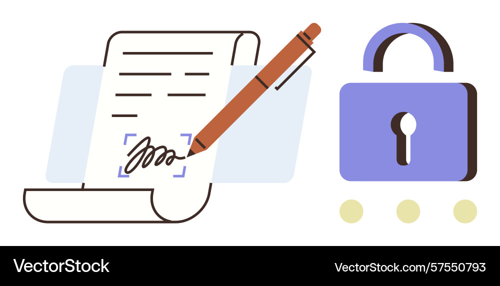 Digital document signing with secure lock Digital document signing with secure lock vector image