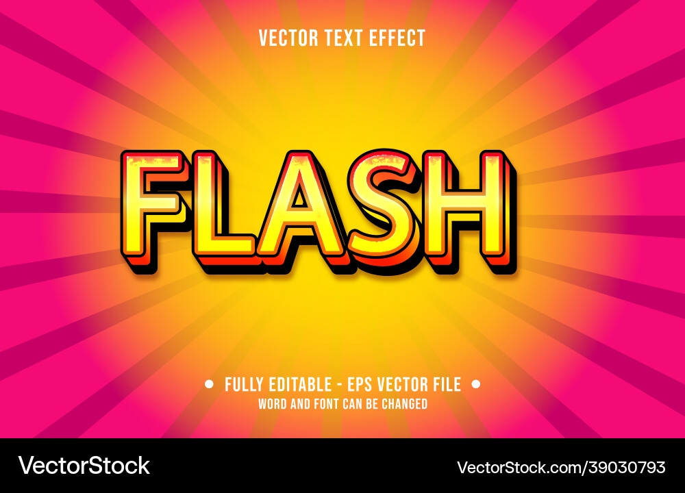 Editable text effect gradient flash shiny style vector image