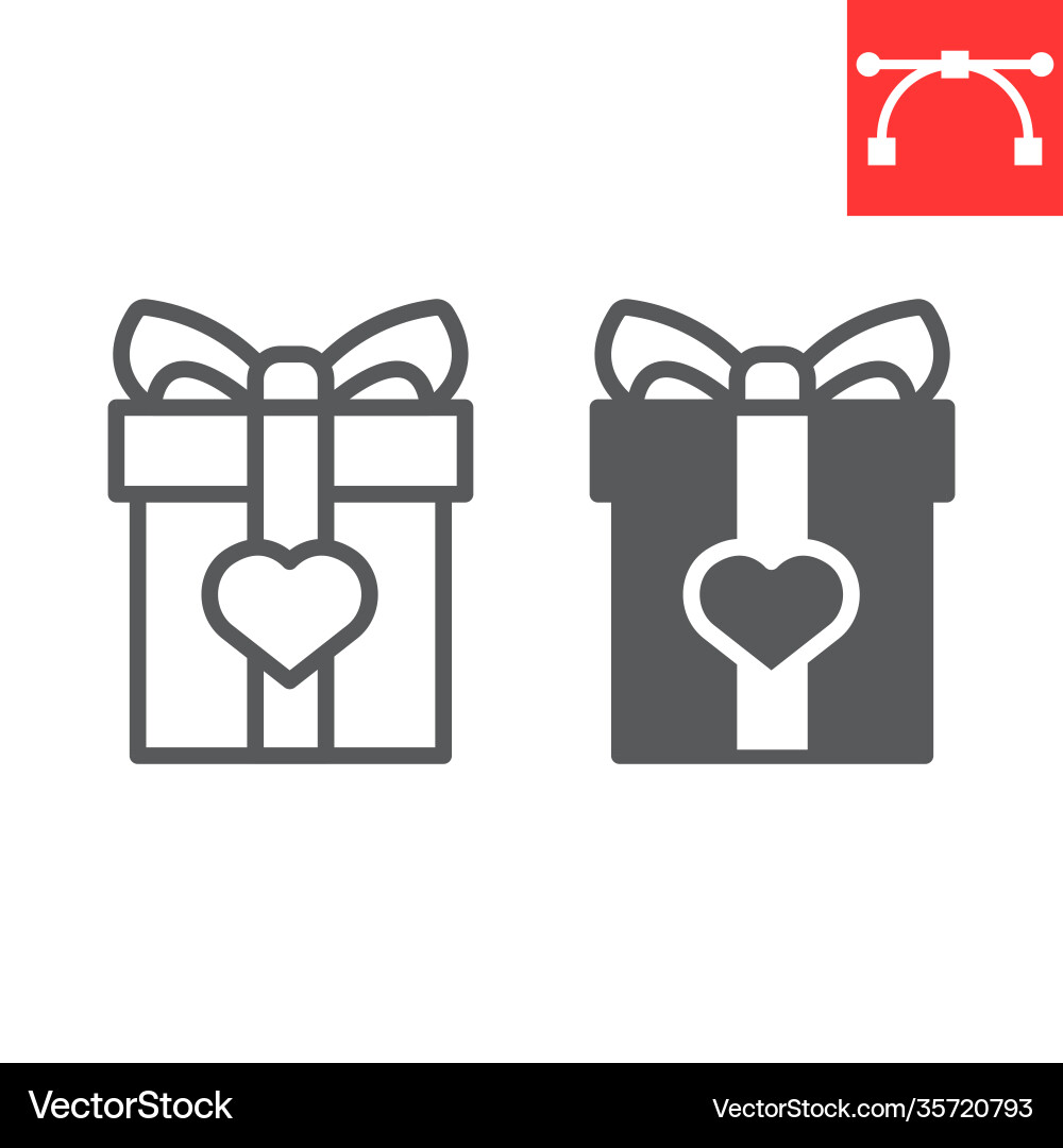 Geschenklinie und Glyph Symbol Valentinstag Liebe Geschenklinie und Glyph Symbol Valentinstag Liebe Vektorbild