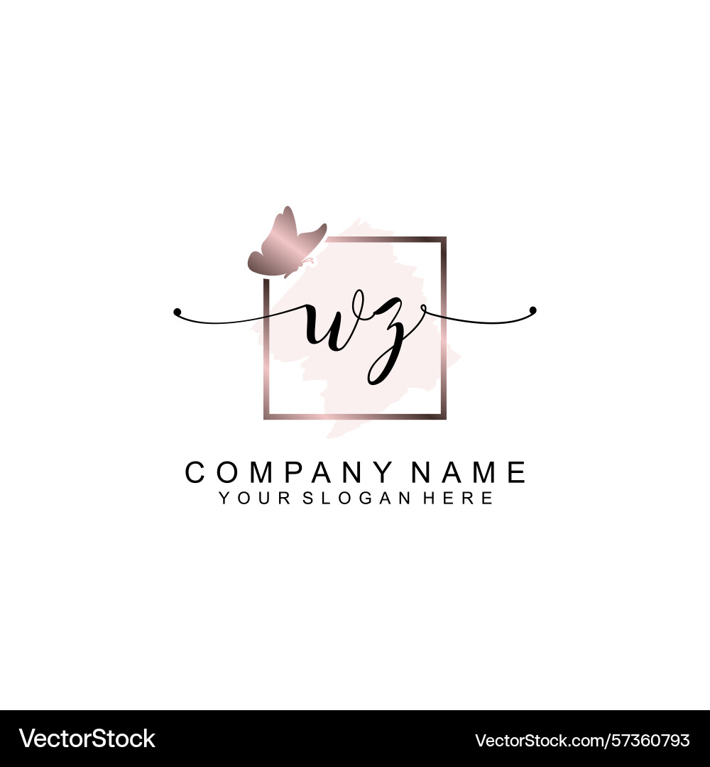 Minimalist handwritten wz initial logos with soft Vector Image