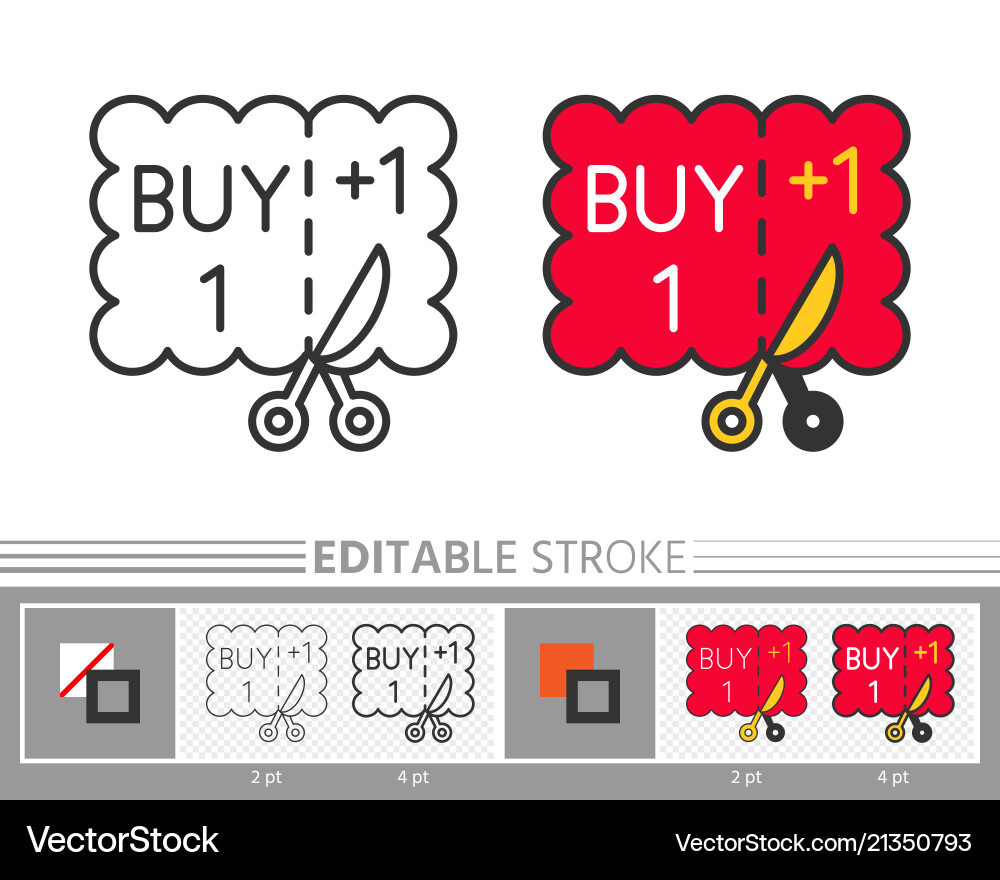 One Get One Coupon Line Icon Vector Image