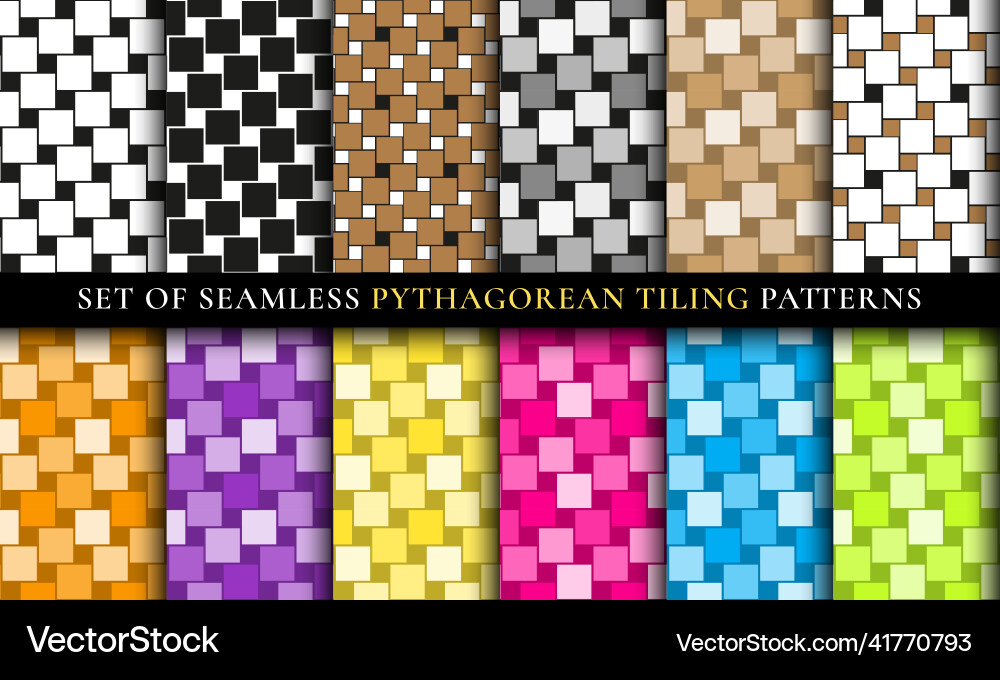 Pythagorean tiling seamless surface pattern Pythagorean tiling seamless surface pattern vector image