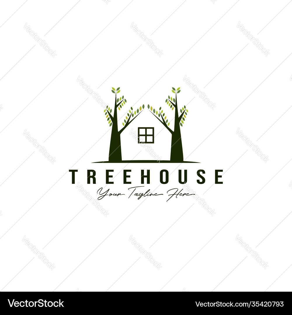 Tree cafe logo design real estate house Vector Image