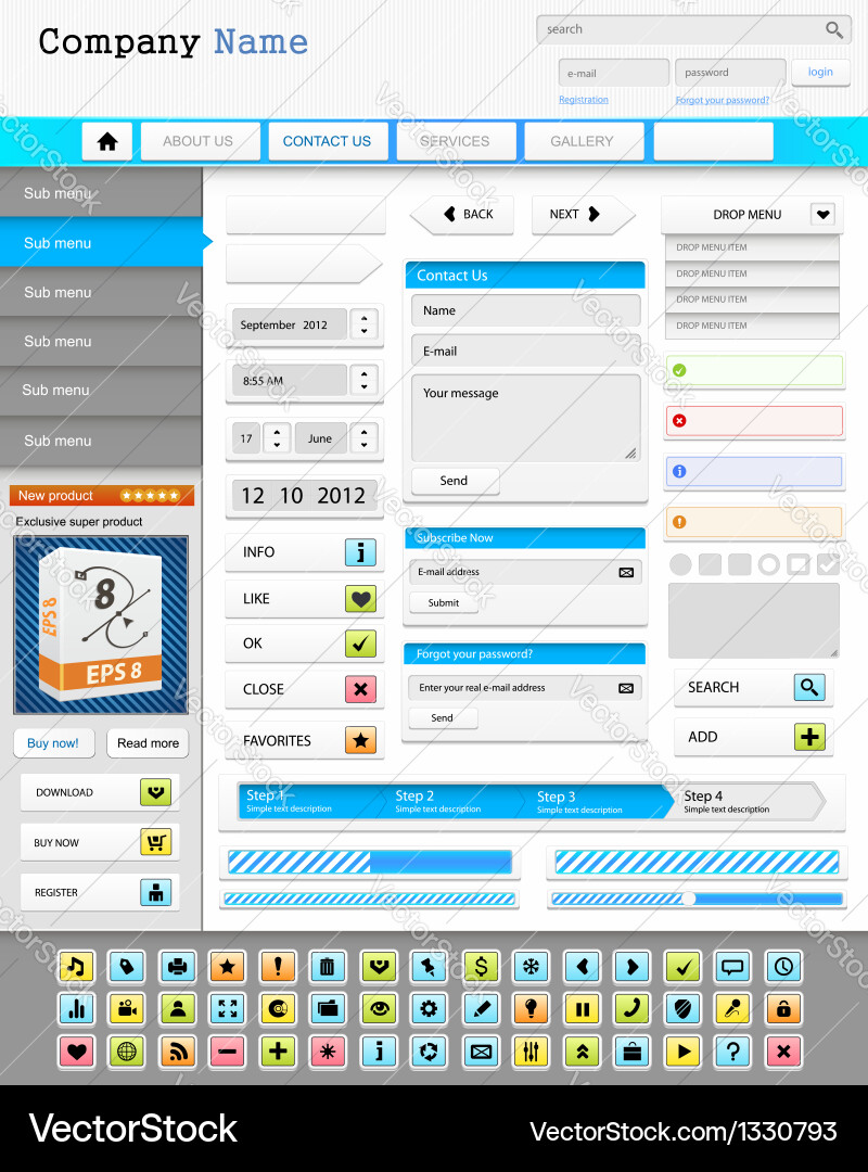 Website UI Elements Collection vector image