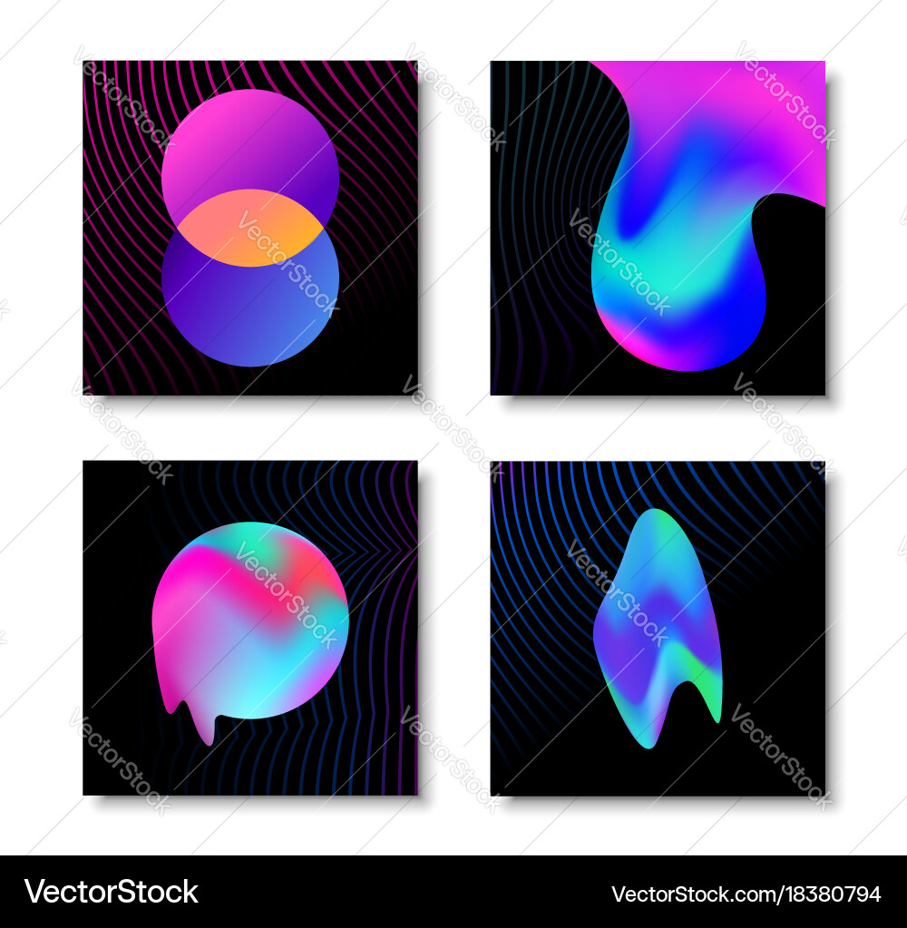 Abstract Liquid Gradient Card Set Vector Image