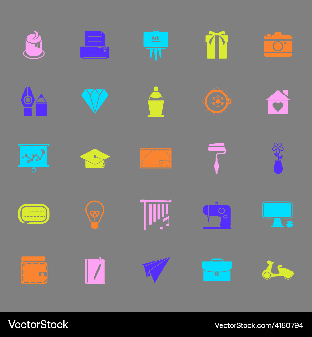 Art and creation color icons on gray background Vector Image