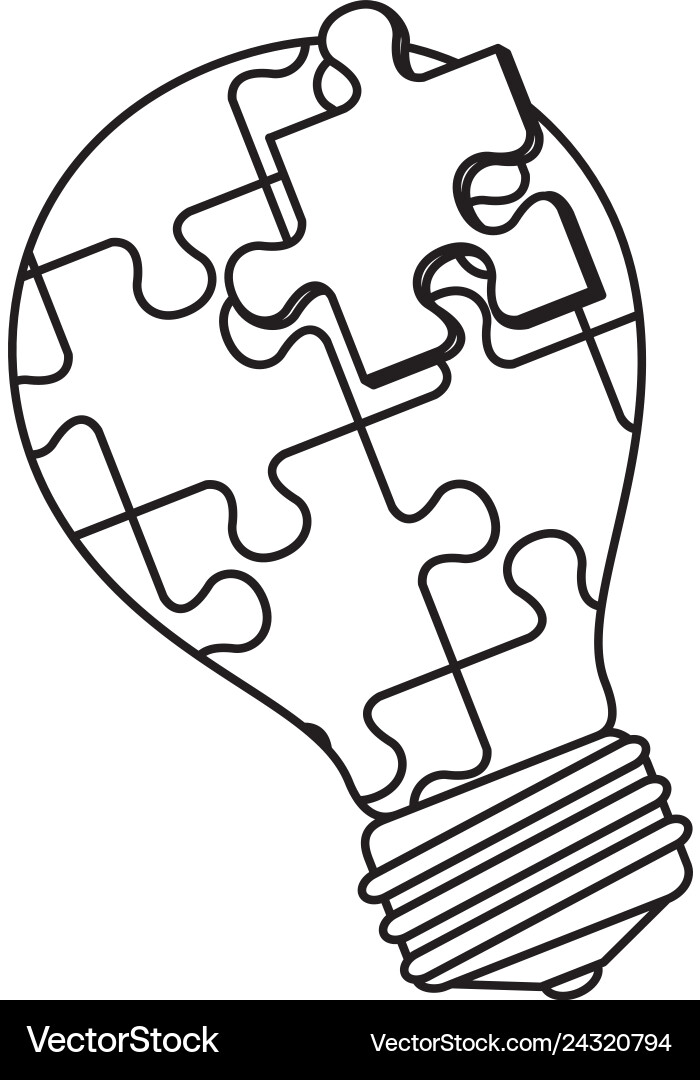 Bulb with puzzle attached solution Bulb with puzzle attached solution vector image