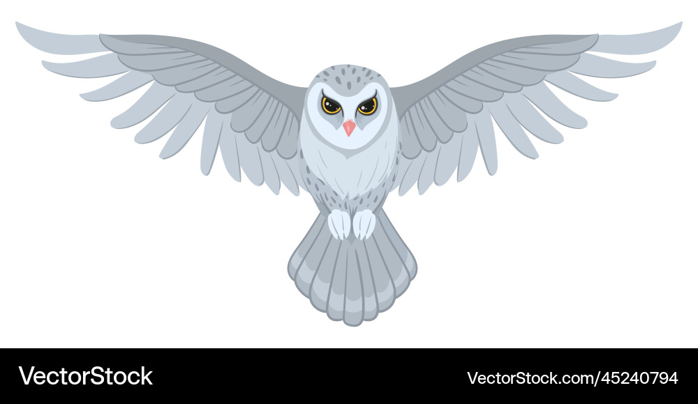 Cartoon snowy owl white wildlife bird flying Cartoon snowy owl white wildlife bird flying vector image