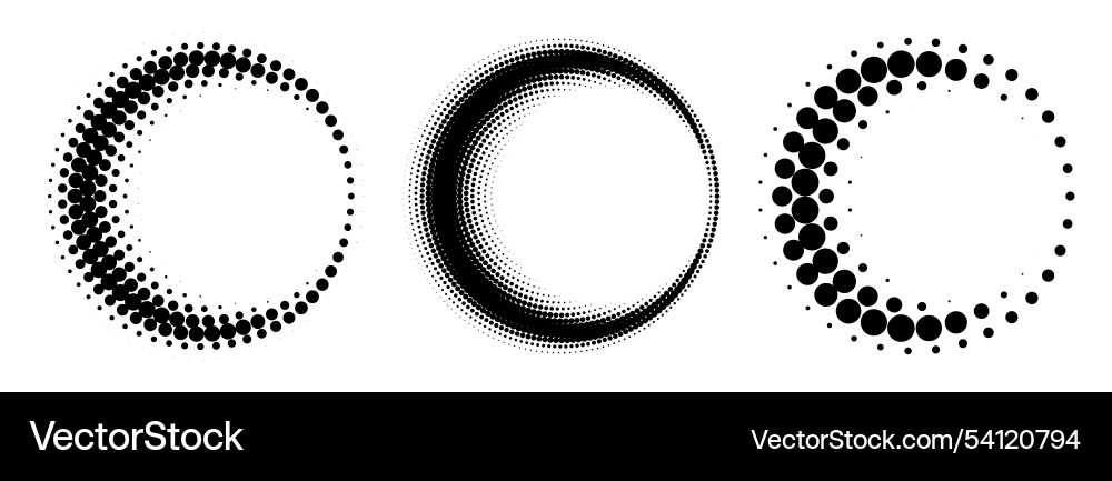 Circular patterns made of varying dot sizes Circular patterns made of varying dot sizes vector image