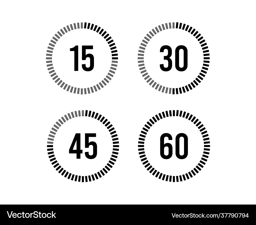 Clock timer time passage icon set form 15 Vector Image