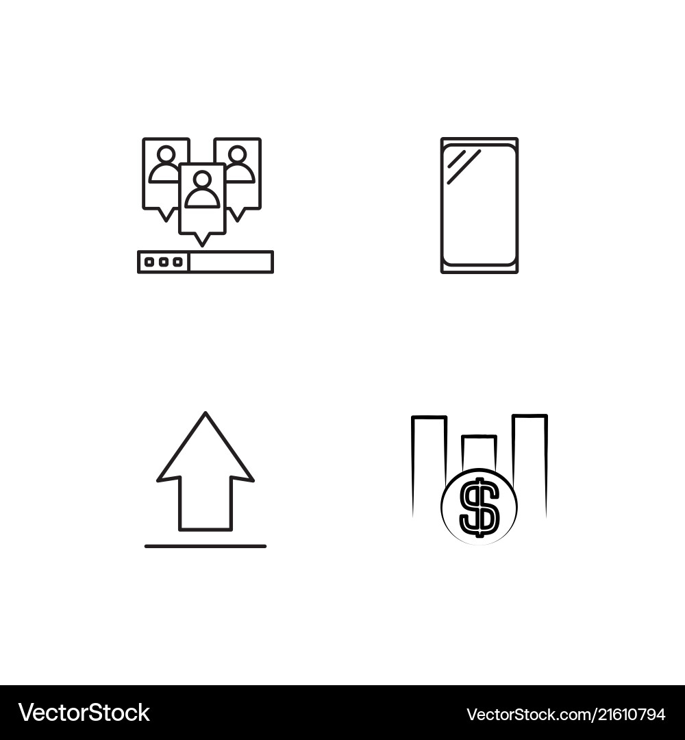 Data analytics linear icons set simple outline Vector Image