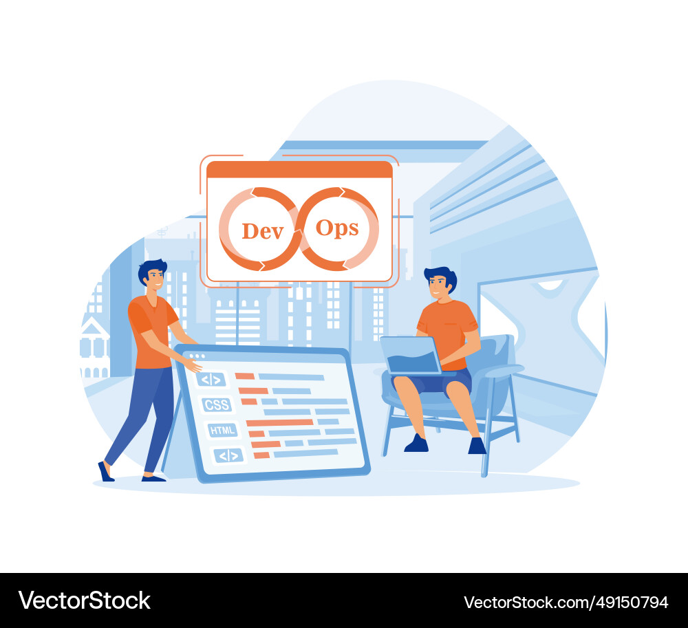 Developers and devops set flat modern Developers and devops set flat modern vector image