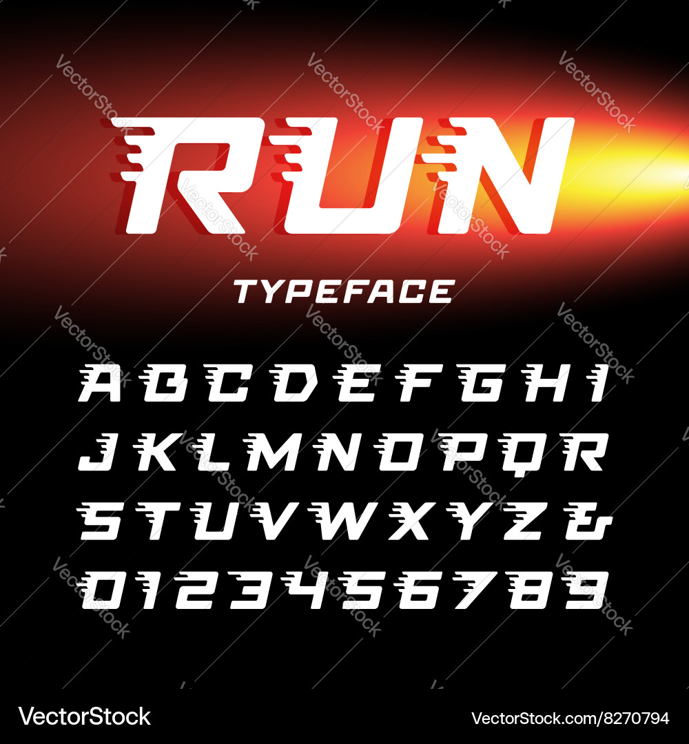 Dynamic Sport Font with Tail Effects vector image