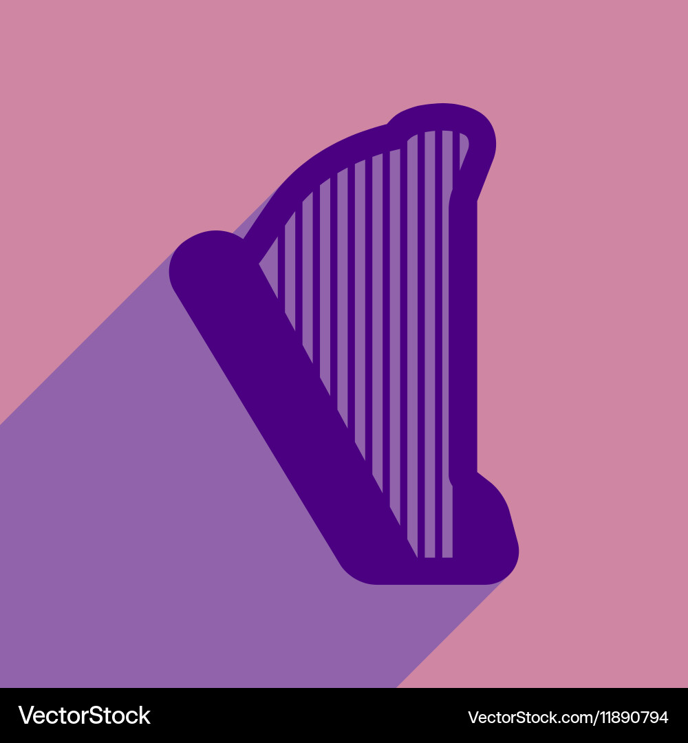 Flat web icon with long shadow harp vector image
