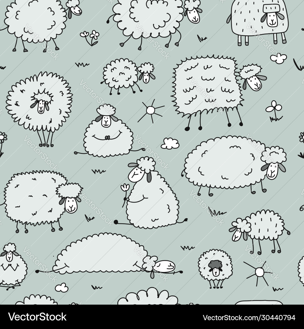 Flock sheeps seamless pattern for your design Flock sheeps seamless pattern for your design vector image