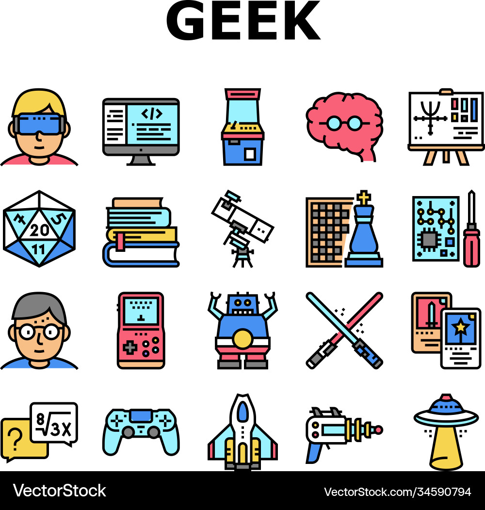 Geek nerd and gamer collection icons set Geek nerd and gamer collection icons set vector image
