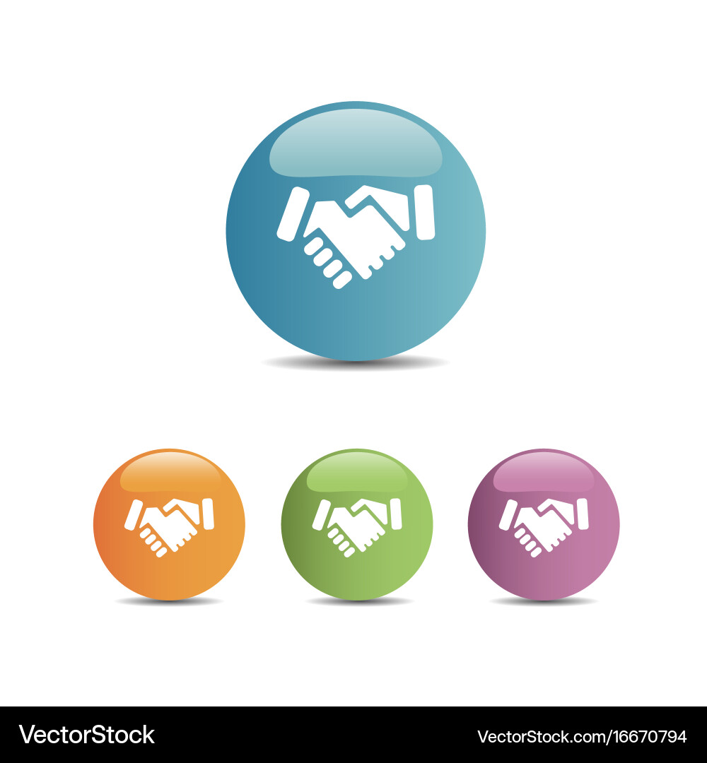 Handshake icon on colored buttons vector image