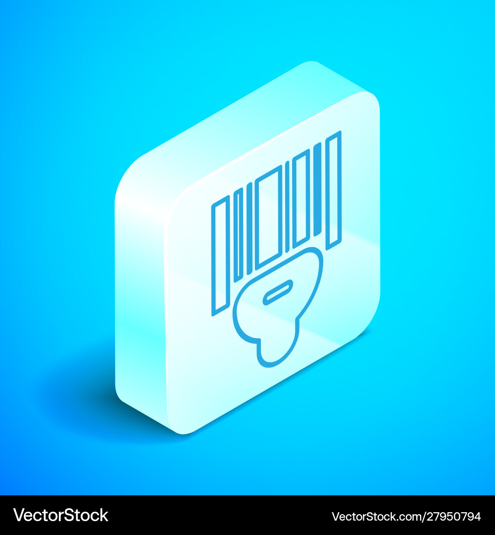 Isometric line scanner scanning bar code icon vector image