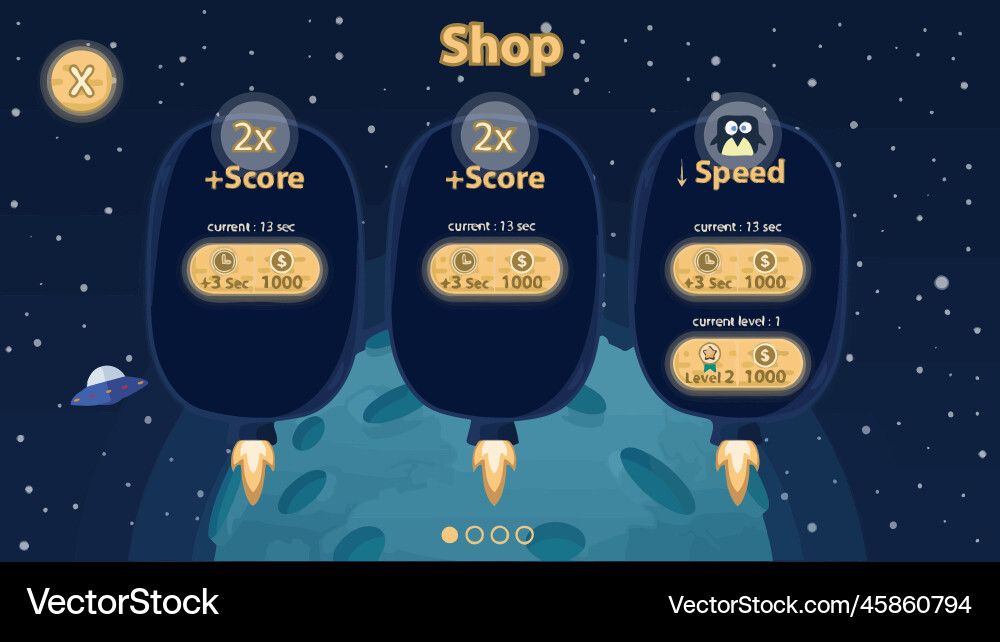 Komplettes Set von Level-Taste Spiel ui Pop-up-Symbol vektorbild