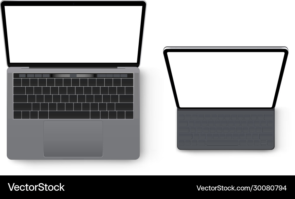 Laptop Computer und Tablet-Mockup Draufsicht Laptop Computer und Tablet-Mockup Draufsicht vektorbild