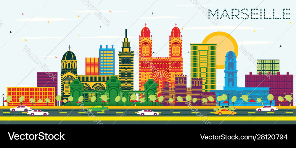 Marseille frankreich Stadt Skyline mit grauen Gebäuden Marseille frankreich Stadt Skyline mit grauen Gebäuden vektorbild