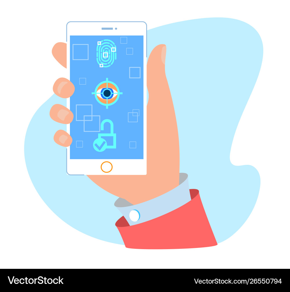 Password fingerprint and face unlock mobile app vector image