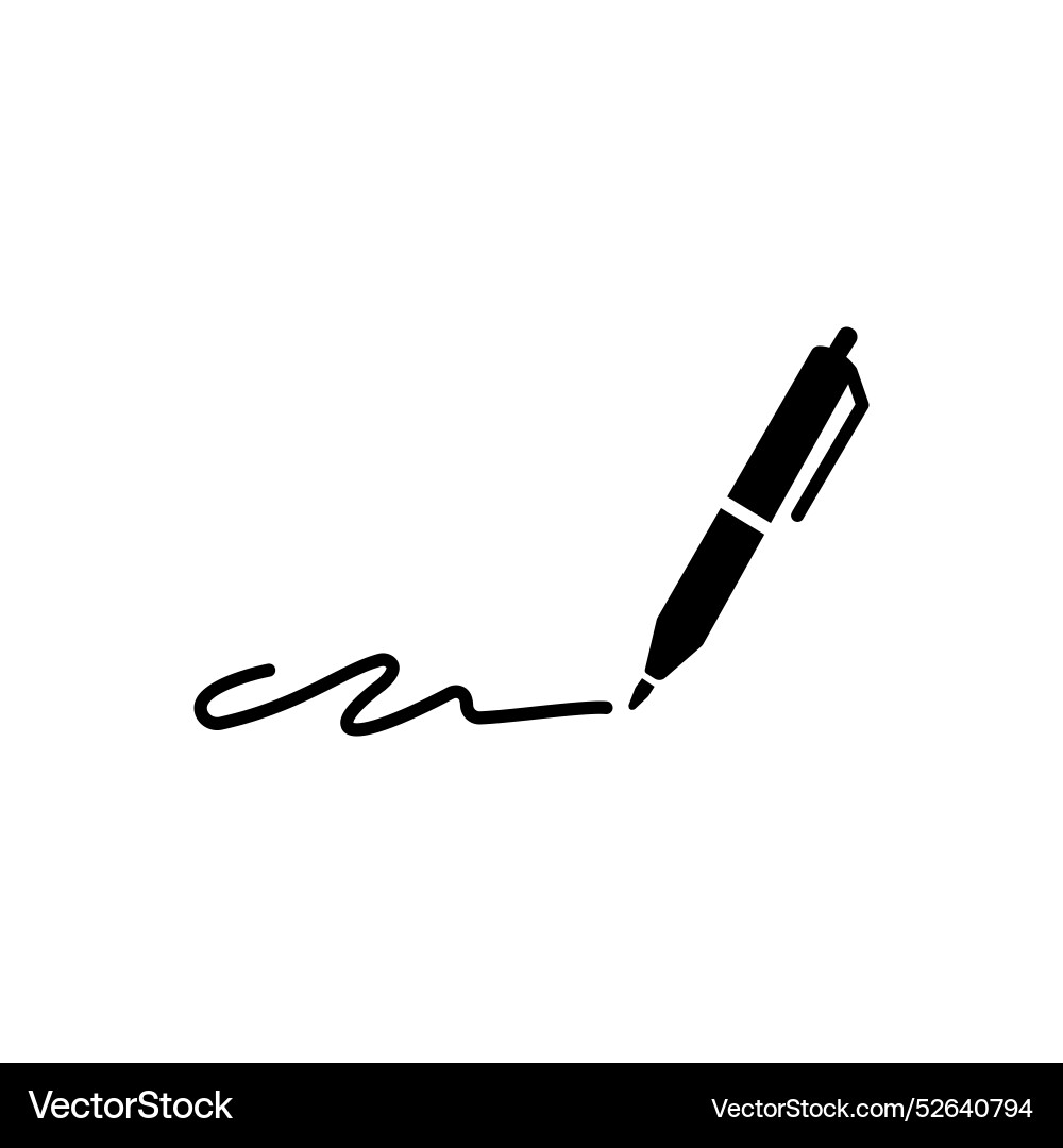 Pen write icon simple solid style signature Pen write icon simple solid style signature vector image